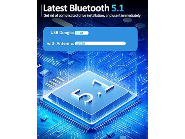 ZEXMTE USB Bluetooth Adapter for PC 5.1, Long Range Bluetooth USB Adapter for Windows 11/10, 492FT/150M Bluetooth Dongle 5.1 EDR, Plug & Play for...