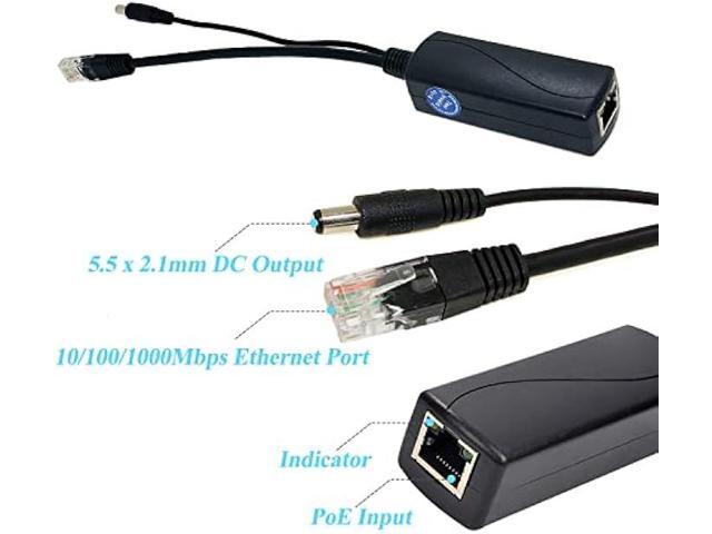 REVODATA Gigabit PoE Splitter 12V 2A Output with IEEE 802.3af/at Standard Compliant 10,100,1000Mbps Power Over Ethernet Splitter Adapter for...