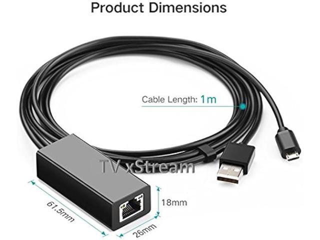 USB Ethernet Adapter (Black) for Firesticks (Gen 2 and 4K Versions) Chromecast with Micro not Type C Connection, USB to RJ45 Ethernet Adapter USB...