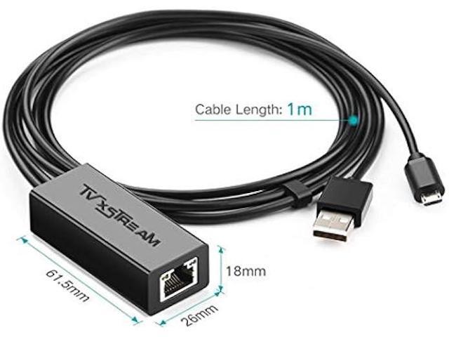 USB Ethernet Adapter (Black) for Firesticks (Gen 2 and 4K Versions) Chromecast with Micro not Type C Connection, USB to RJ45 Ethernet Adapter USB...