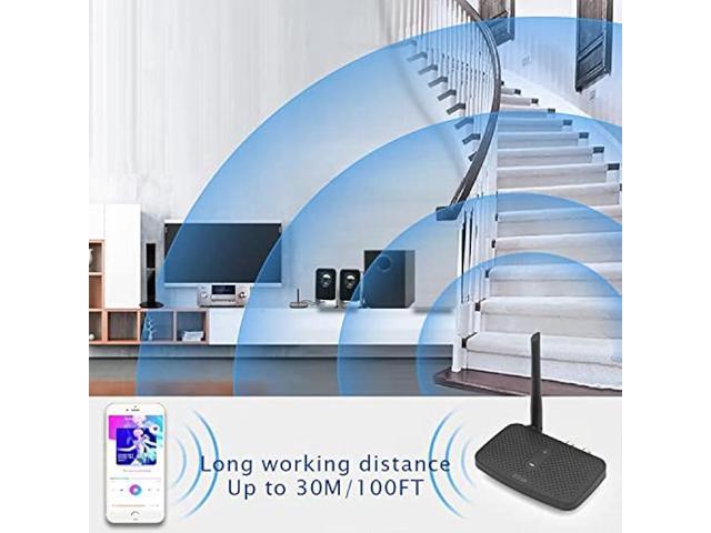 Besign BE-RCA Pro Long Range Bluetooth Adapter for Bluetooth Music Streaming, Black