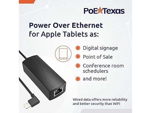 PoE Texas PoE Power and Ethernet Adapter for Apple Tablets and Phones for POS, Digital Signage, & More - 802.3af POE to 5 Volt Splitter - Extends...