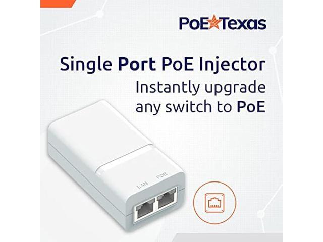 Poe Texas PoE Injector - Single Port Power Over Ethernet Passive PoE Adapter - 10/100/1000 Gigabit Data with Integrated 48V 15W Power Supply - Plug...