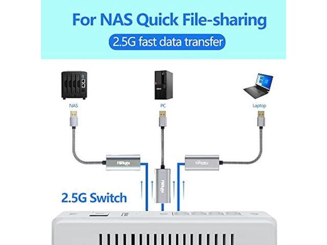 2.5G USB to Ethernet Adapter, Fairikabe USB 3.0 to RJ45 Ethernet Adapter, Gigabit LAN Adapter for Nintendo Switch, Xbox 360, Laptop, Computer, Mac,...