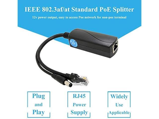 Active PoE Splitter 12V 2A Output, IEEE 802.3af/at Standard 10/100Mbps Power Over Ethernet Splitter for Security IP Camera DC Jack (PS5712AT Black)