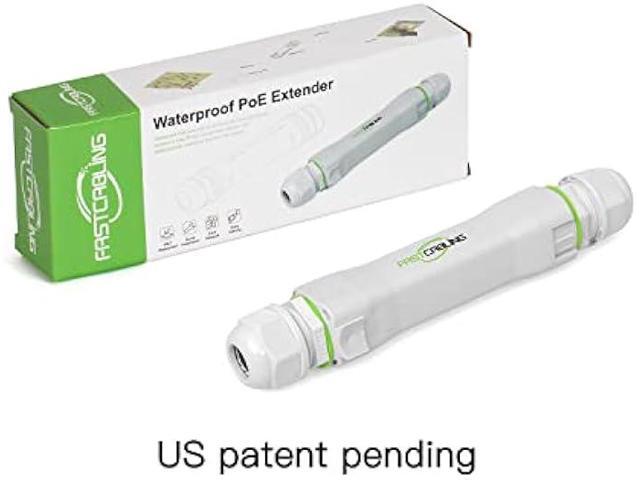 FASTCALBING Waterproof Direct Burial PoE Extender for IP Camera, Ethernet Extension Breaking 100m Distance Limit, IEEE 802.3af/at/bt, PoE+, Plug...