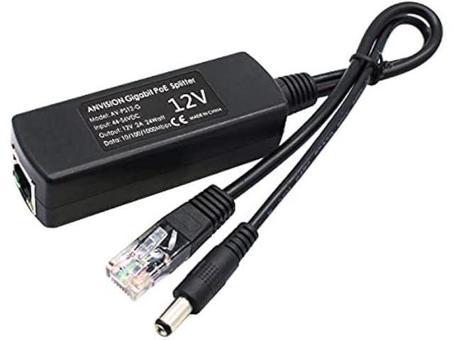ANVISION Gigabit PoE Splitter, 48V to 12V 2A Ethernet Adapter, for Security Camera, AP, Voip and More, AV-PS12-G