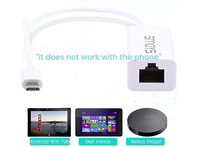 Micro USB Ethernet Adapter for Android Windows Tablet, Nexus Player, Dell Venue - Wired LAN Connection