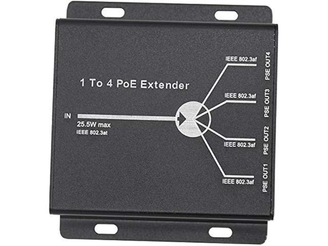 POE Extender RJ45 4-Port 10/100M IEEE802.3at (Power-in) to IEEE802.3af (Power-Out) for Ethernet/PoE Power AP, IP Camera, IP Telephone and Other...