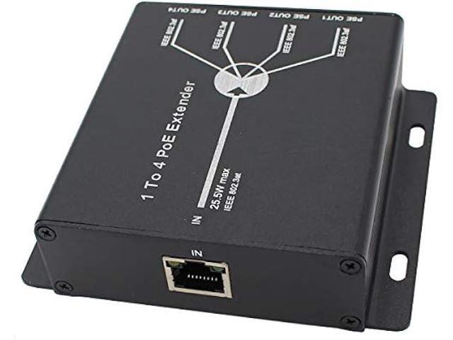 POE Extender RJ45 4-Port 10/100M IEEE802.3at (Power-in) to IEEE802.3af (Power-Out) for Ethernet/PoE Power AP, IP Camera, IP Telephone and Other...
