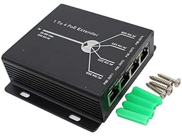 POE Extender RJ45 4-Port 10/100M IEEE802.3at (Power-in) to IEEE802.3af (Power-Out) for Ethernet/PoE Power AP, IP Camera, IP Telephone and Other...