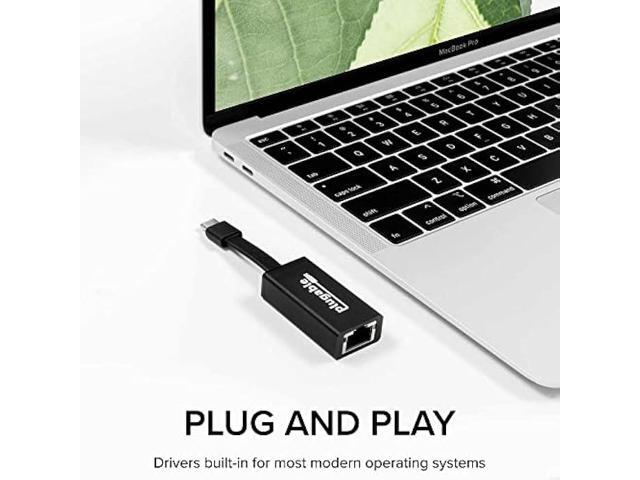 Plugable USB C to Ethernet Adapter, Driverless Fast and Reliable Gigabit Speed, Thunderbolt 3 to Ethernet Adapter Compatible with MacBook Pro,...