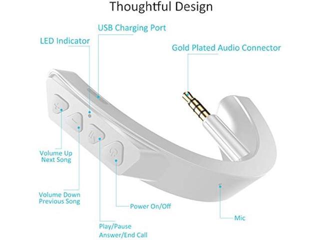 YOCOWOCO Upgraded aptX Wireless Bluetooth Adapter for Bose QuietComfort QC 25 with Mic/Volume Control, White