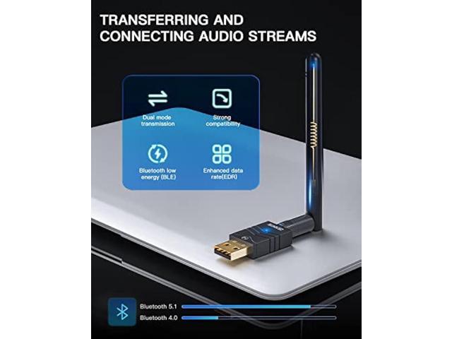 ZEXMTE Long Range USB Bluetooth Adapter for PC 5.1 USB Bluetooth Dongle with High Gain Antenna,Class 1 Wireless Bluetooth Receiver 328FT /...