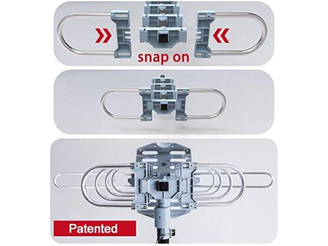 PBD Digital Outdoor TV Antenna, 150 Mile Motorized 360 Degree Rotation Support 2 TVs, Grounding Block, Mounting Pole, 50FT RG6 Coax Cable, Wireless...