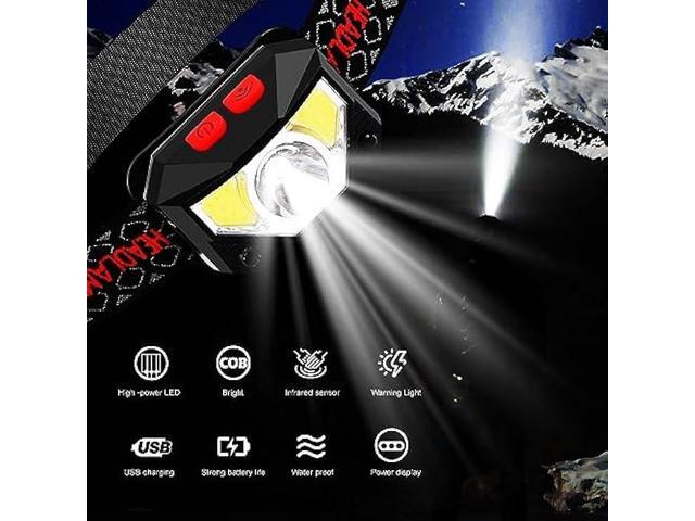 Headlamp Rechargeable 2 Pack, Bright LED Head Lamp Outdoor 1100 Lumen Headlight with White Red Light, Motion Sensor Waterproof 8 Modes Headlamps...