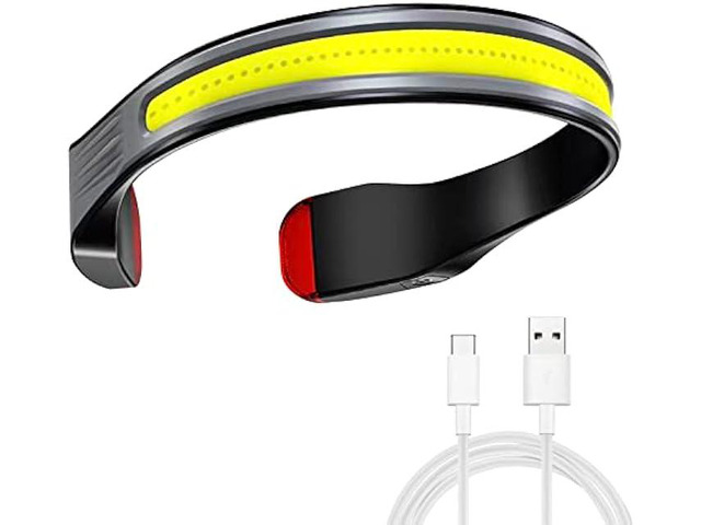 LED Rechargeable Headlamp, 260° Wide Beam Headlight with 4 Light Modes, 350 Lumen Neck Reading Light, Super Bright COB lamp, Waterproof Flashlight...