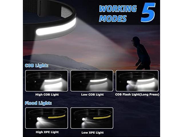 UUYEE Headlamp Rechargeable 3Pack, LED Headlamp Flashlight with Motion Sensor, 230° COB Wide Beam Head Lamp, 5Mode Head Lights for Forehead...