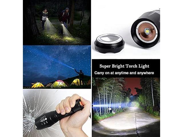 Military Grade Flashlight 3000 Lumen 5 Modes Water Resistant LED Tactical Torch Flash Light, 2 Pack