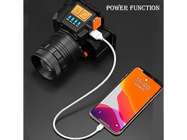 LED Rechargeable Head Lamp Motion Sensor Headlamp Super Bright High Lumen, Long Lasting Headlamps with USB Output Zoomable Waterproof Headlamp for...