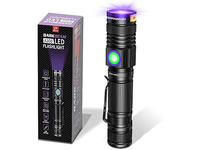DARKBEAM UV 395nm Flashlight USB Rechargeable, Wood's lamp Black Light, Handheld Ultraviolet LED Portable with Clip, Resin Curing/Spot...