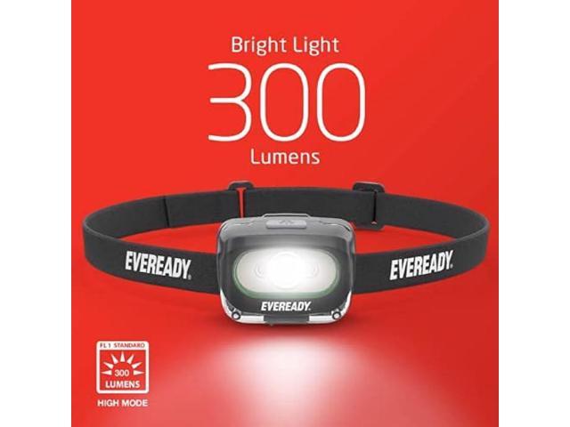 Rechargeable LED Headlamps by Eveready, Super Bright Water Resistant Head Lights for Running, Camping, Emergency, Outdoors (USB Cable Included)