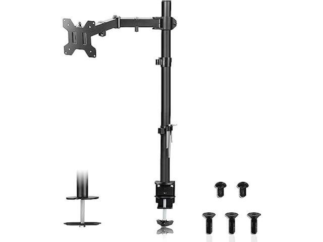 Suptek Single LED LCD Monitor Stand up Desk Mount for 1 / One Screen up to 27 inch Extra Tall 31.5 inch Pole Heavy Duty Fully Adjustable Stand...