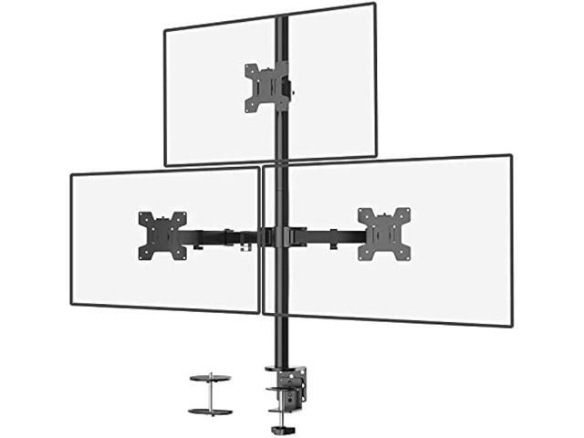 WALI Triple Monitor Desk Mount, Fully Adjustable Three Monitor Stand Fits 3 Screens up to 27 inch, 22 lbs, Weight Capacity per Arm (M003), Black