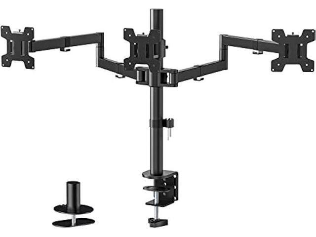 WALI Triple LCD Monitor Desk Mount Fully Adjustable Horizontal Stand Fits 3 Screens up to 27 inch, 22 lbs. Weight Capacity per Arm (M003S), Black