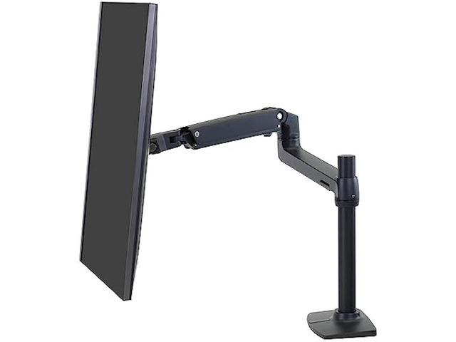 Ergotron LX Premium Single Monitor Arm, VESA Desk Mount for Monitors Up to 34 Inches, 7 to 25 lbs Tall Pole, Matte Black