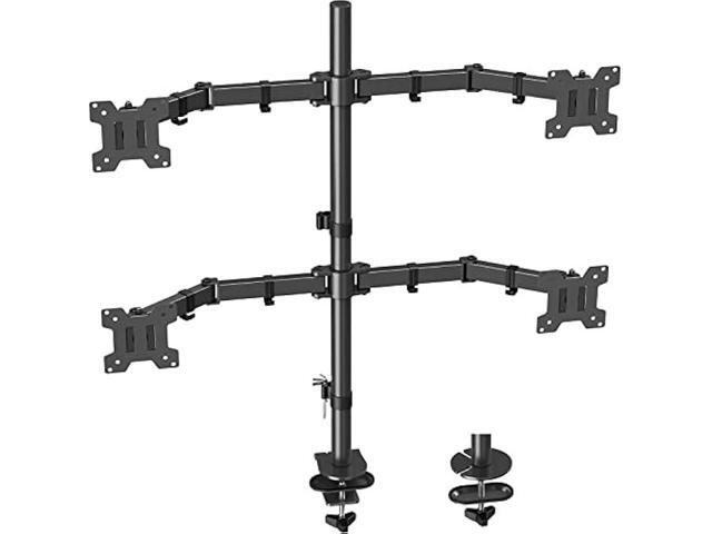 MOUNT PRO Quad Monitor Stand, 4 Monitor Mount for 13 to 27 inch Computer Screens, Hold up to 17.6lbs Each, Fully Adjustable Stacked 4 Monitor Desk...