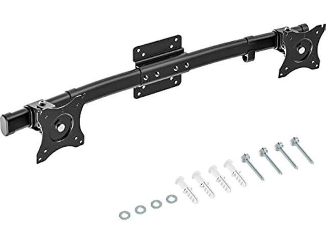 WALI Dual Monitor Wall Mount, Single to Double Bracket Adapter, Horizontal Assembly Arm for 2 Screen up to 27 inch (012ARM), Black