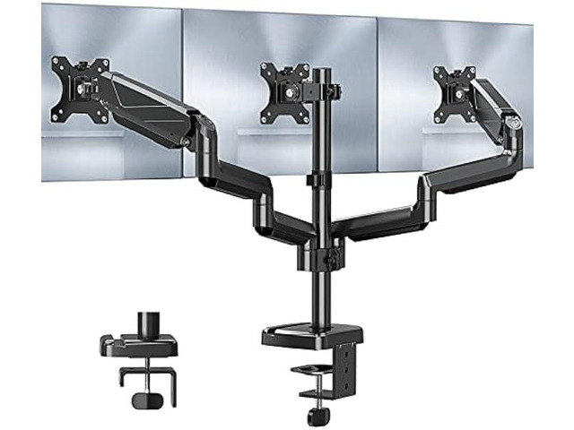 MOUNT PRO Triple Monitor Mount, 3 Monitor Desk Arm fits Three Max 27 LCD Computer Screens, up to 19.8lbs Each, Premium Gas Spring Monitor Stand...