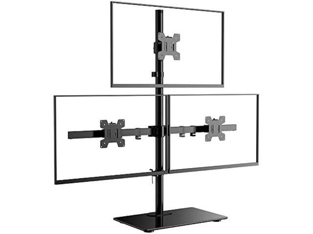 WALI Triple Monitor Stand, Height Adjustable Free-Standing Monitor Desk Mount, fits 3 Computer Screens up to 27 Inch, Holds up to 22lbs per Arm...