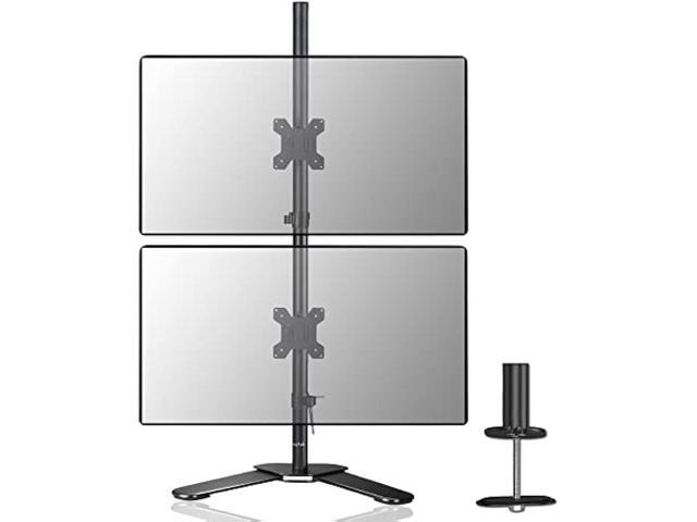Suptek Dual LED LCD Monitor Stand up Free-Standing Desk Mount for 2 / Two Screens up to 27 inch Extra Tall 31.5 inch Pole Heavy Duty Fully...