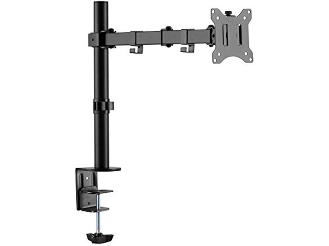 Amer Single LCD Monitor Desk Mount Stand Fully Adjustable/Tilt/Articulating for 1 Screen up to 32 (EZCLAMP), 1 Monitor (up to 32) Desk Clamp