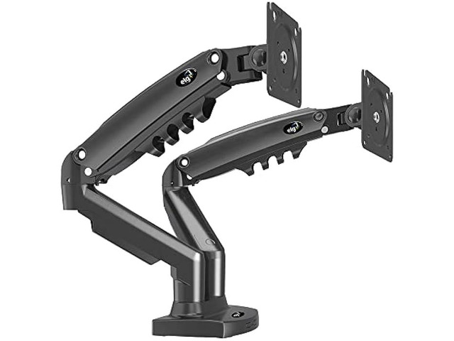 ELG Full Motion Swivel Dual Monitor Desk Mount Stand Gas Spring for Two Screens 17 to 35'' (4.4lbs to 19.8lbs Load for Each Display), Computer...
