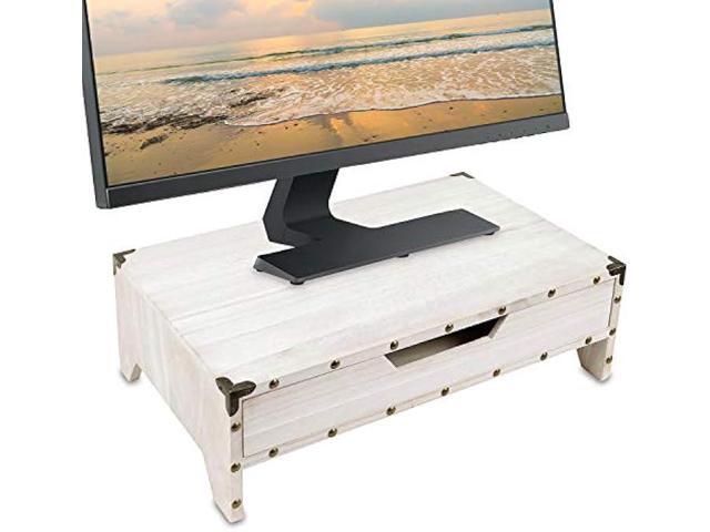 Ikee Design Wooden Monitor Stand Riser with Drawer,Wood Desktop Stands for Laptop Computer/TV/PC, Wood Clutter-Free Desk Stand with Storage...
