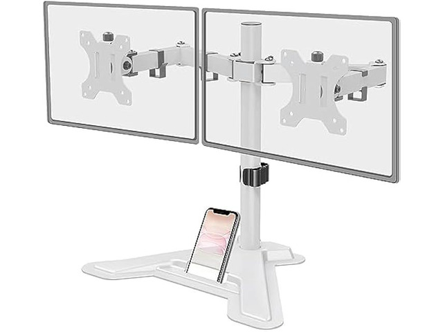 MOUNT PRO Dual Monitor Stand - Free Standing Full Motion Monitor Desk Mount Fits 2 Screens up to 27 inches,17.6lbs with Height Adjustable, Swivel,...