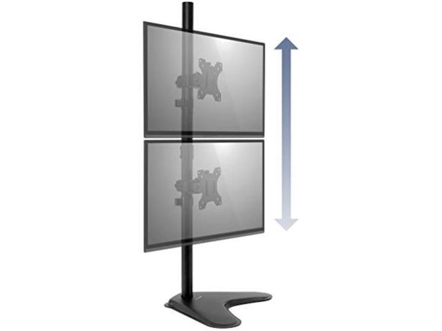 Mount-It! Vertical Dual Monitor Stand 2 Screen Stacked Monitor Stand Two 24 27 29 30 32 Inch Stacking Displays Tilt Swivel Height Adjustable...