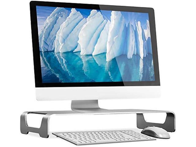 Mount-It! Aluminum Monitor Stand for iMac - Wide Unibody Monitor Riser - Metal Monitor Stand Desktop Organizer with Keyboard Storage - Universal...