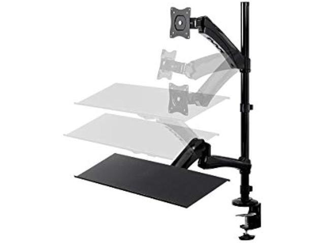 Monoprice Articulating Gas Spring Sit Stand Monitor and Keyboard Riser Desk Mount - Black, 26 Inch Table Top Workstation Easy to Use, Compatible...