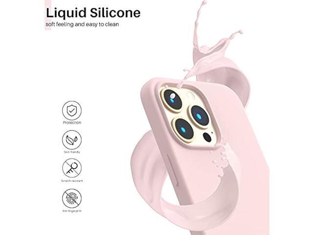 ORNARTO Compatible with iPhone 13 Pro Case 6.1, Slim Liquid Silicone 3 Layers Full Covered Soft Gel Rubber Case Cover 6.1 inch-Chalk Pink