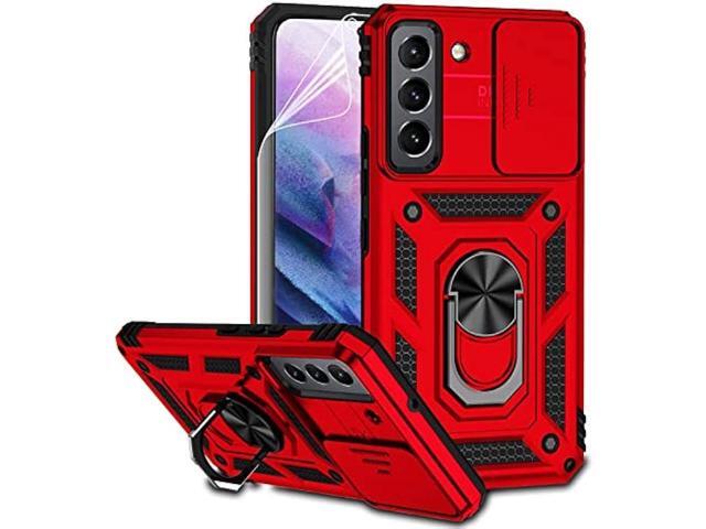for Samsung Galaxy S22 Case with Camera Lens Cover HD Screen Protector, Dual Layer Military-Grade Drop Tested Magnetic Ring Holder Kickstand...