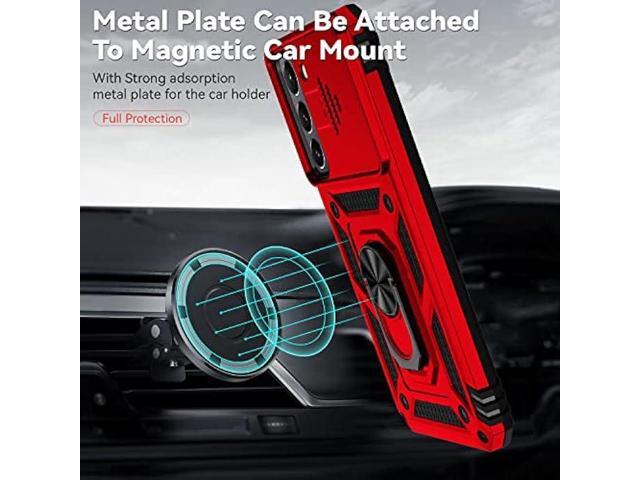 for Samsung Galaxy S22 Case with Camera Lens Cover HD Screen Protector, Dual Layer Military-Grade Drop Tested Magnetic Ring Holder Kickstand...