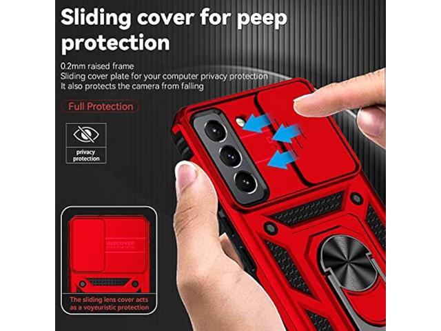 for Samsung Galaxy S22 Case with Camera Lens Cover HD Screen Protector, Dual Layer Military-Grade Drop Tested Magnetic Ring Holder Kickstand...
