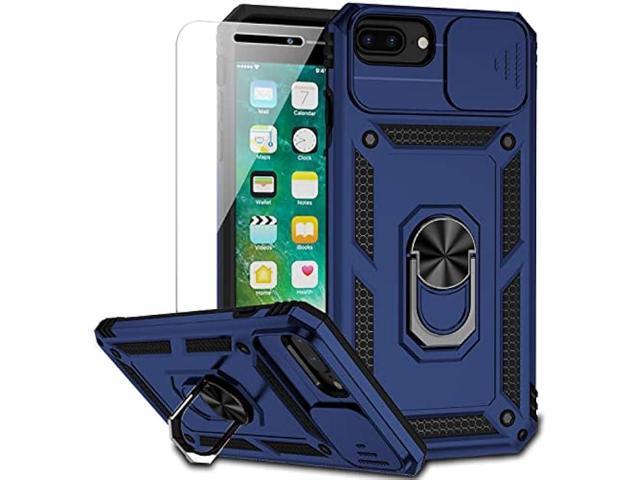 for iPhone 8 Plus / iPhone 7 Plus / iPhone 6 Plus Case with Camera Lens Cover HD Screen Protector, 15 ft Military Grade Drop Protection Magnetic...