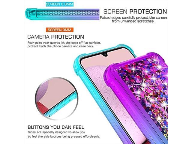 YZOK for Galaxy A14 5G Phone Case,Samsung A14 5G Case,with HD Screen Protector,Gradient Quicksand Glitter Liquid Floating Cute Phone Case for...