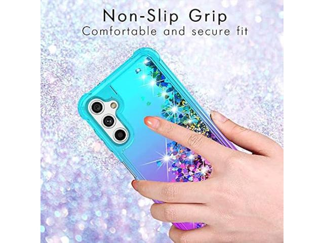YZOK for Galaxy A14 5G Phone Case,Samsung A14 5G Case,with HD Screen Protector,Gradient Quicksand Glitter Liquid Floating Cute Phone Case for...