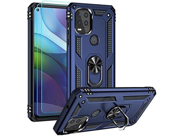 Androgate Compatible with Moto G Stylus 5G Case with HD Screen Protector, Military-Grade Ring Holder Stand Car Mount 16ft Drop Tested Protective...